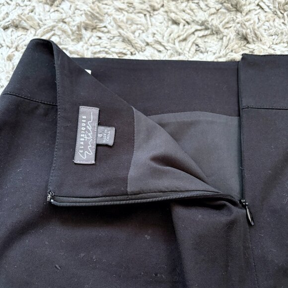 Black with White Embroidery Mid-Length Skirt | Cotton Office Wear | - Picture 5 of 9